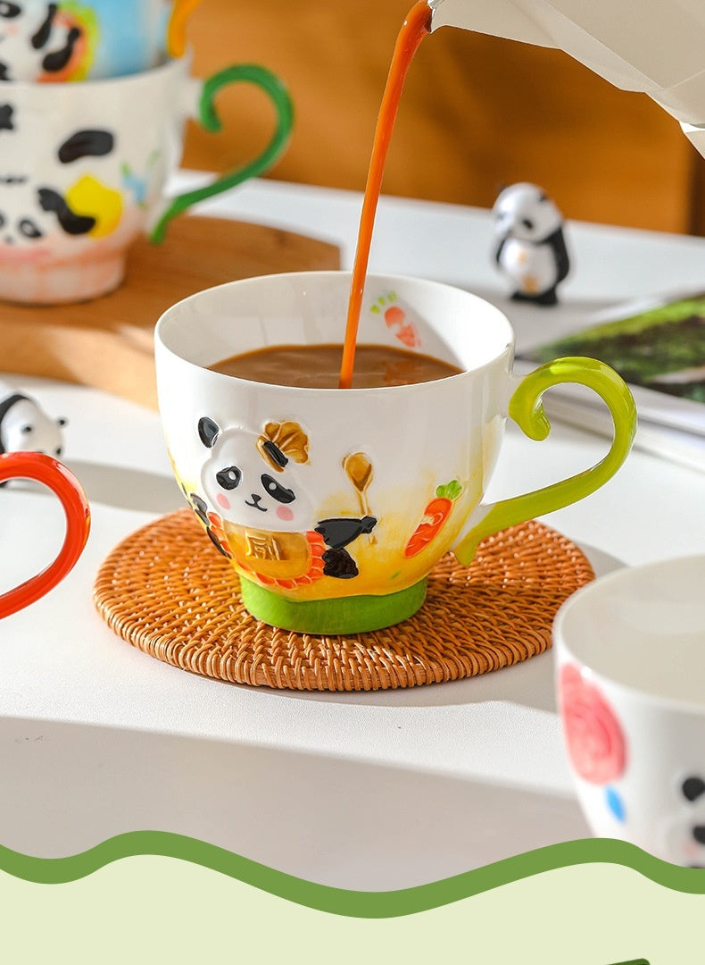 Large-capacity underglaze-painted coffee cup and milk cup