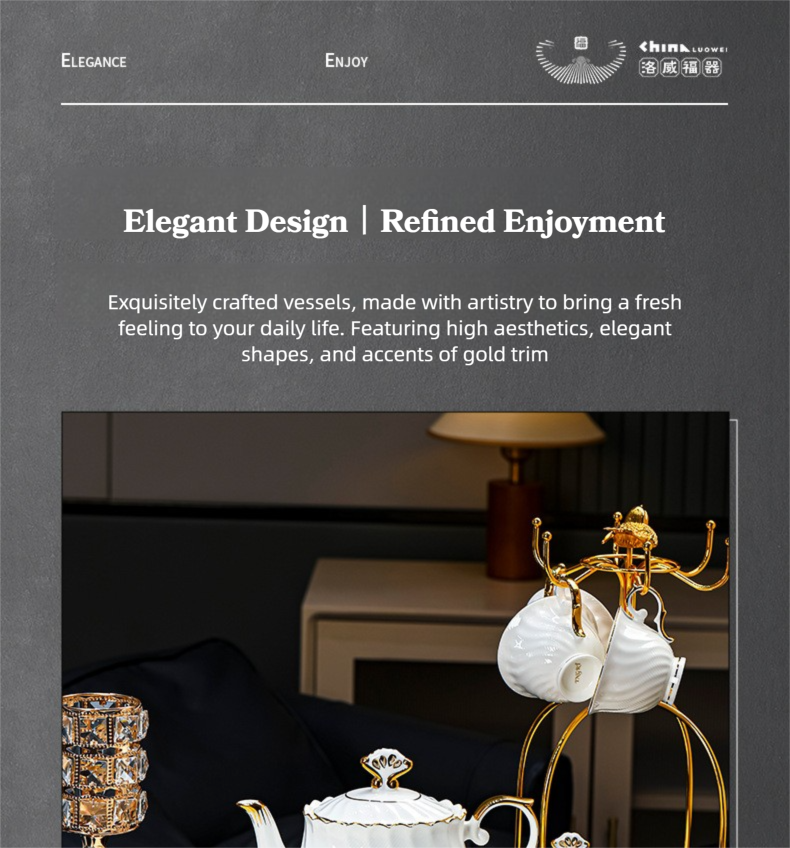 Jingdezhen Porcelain Coffee Cup & Saucer Set / Luxury Gift Box