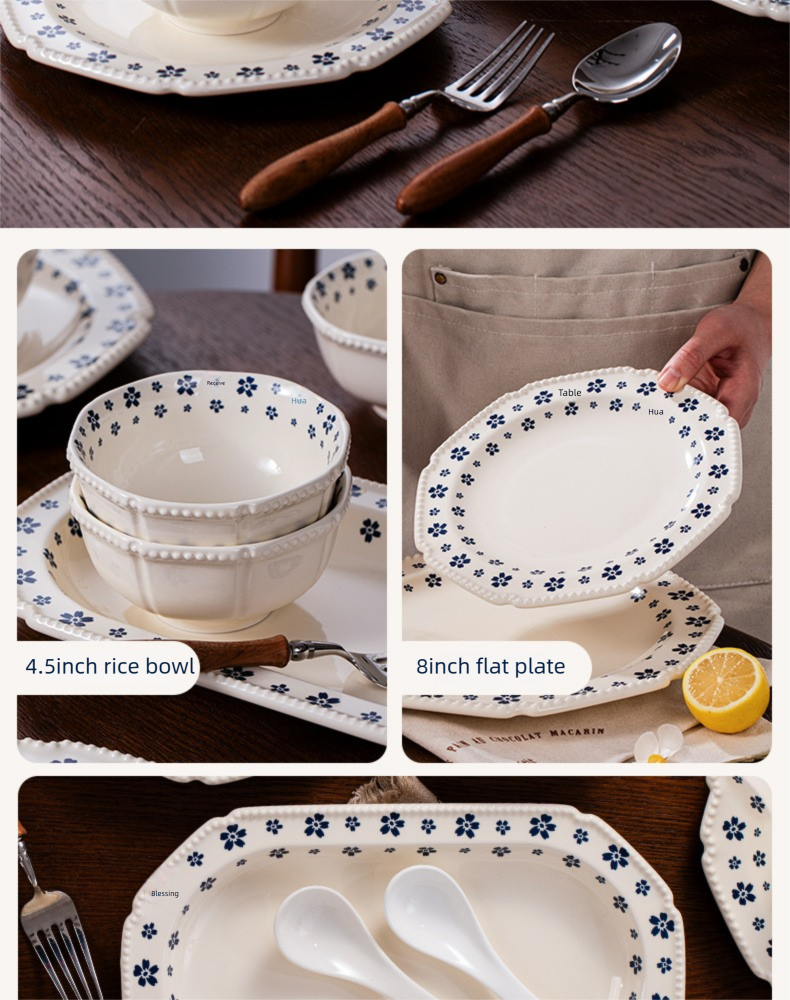 Underglaze Porcelain Tableware Gift Customization Good-looking Dishes Suit Household Tableware Rice Bowl Noodle Bowl Gift Box