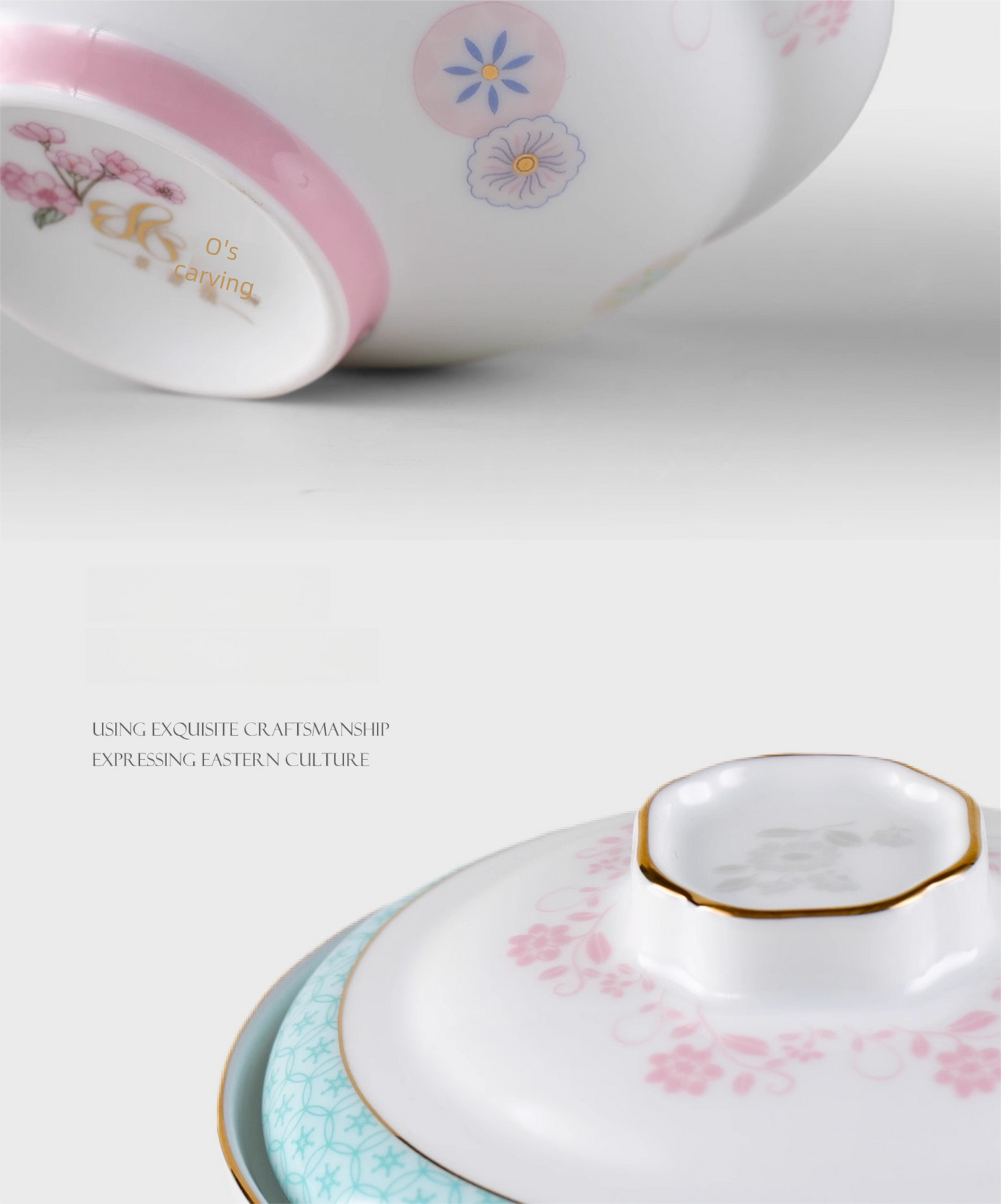 Aowei Afternoon Tea Tableware High White Porcelain Ceramic Covered Bowl Jingdezhen Covered Dim Sum Bowl Household Small Bowl Gift Box Set