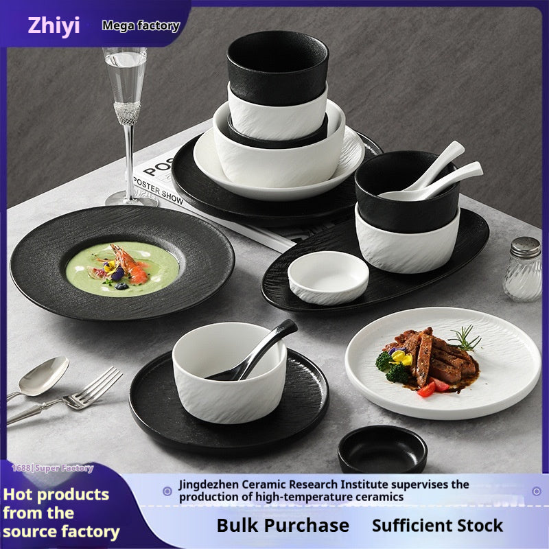Underglaze Color Tableware Set Source Factory Custom 2024 New High-end Bowl Set Light Luxury Bowl and Plate Set for Home Use
