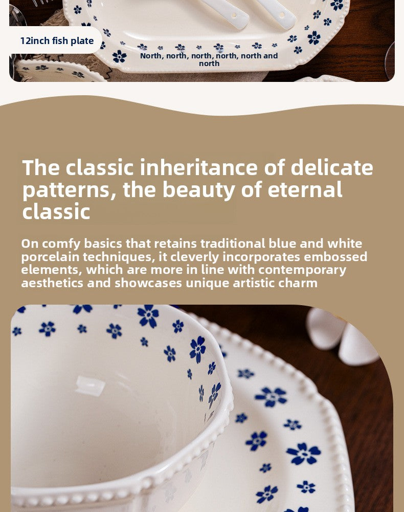 Underglaze Porcelain Tableware Gift Customization Good-looking Dishes Suit Household Tableware Rice Bowl Noodle Bowl Gift Box