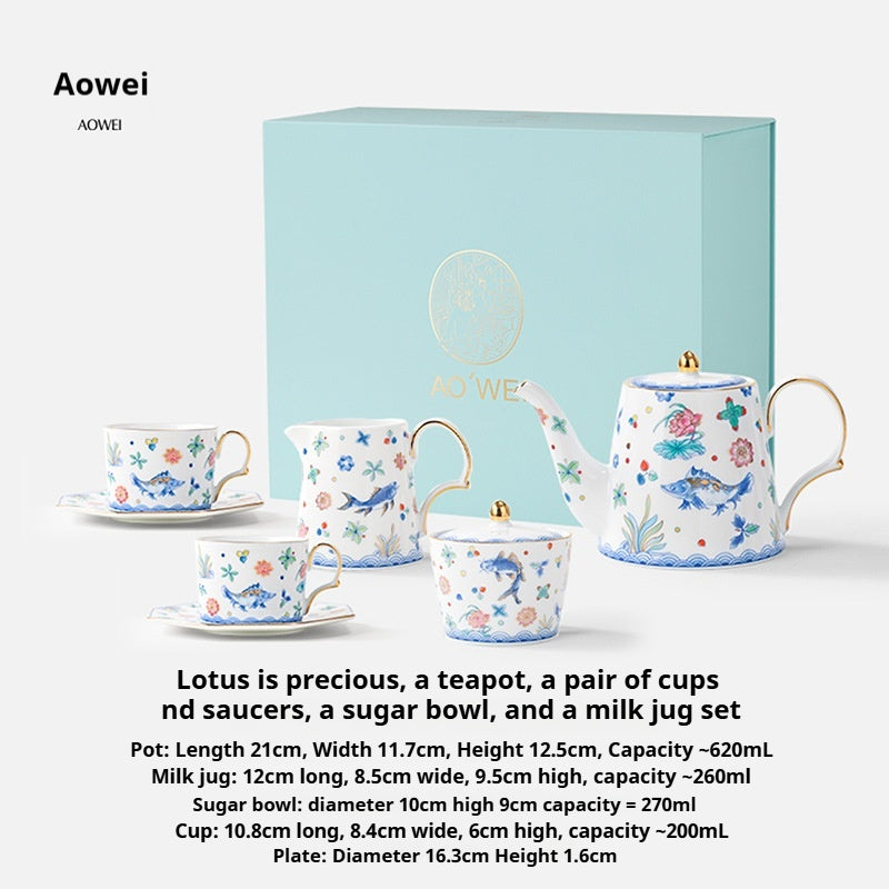 Jingdezhen Ceramic Custom Cup Saucer Teapot Teacup Afternoon Tea Set Housewarming Gift Coffee Cup Set Gift Box