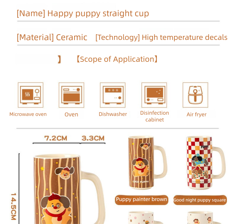 Cartoon Ceramic Underglaze Color Mug Customized for Girls High-Value Home Drinking Cup Large Capacity Birthday Gift