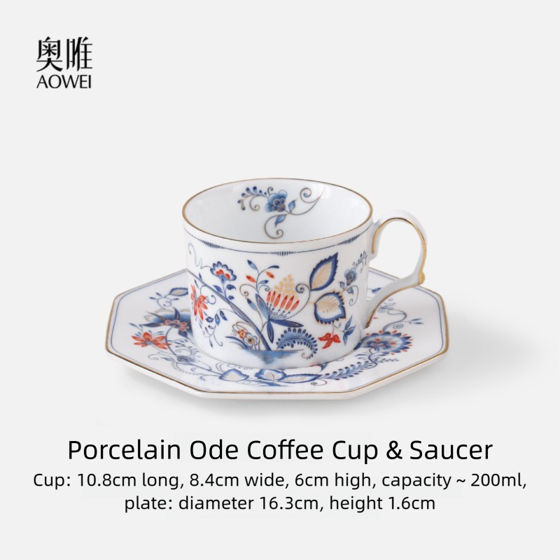 Jingdezhen High White Porcelain Coffee Cup and Saucer Custom Set Gift Box Afternoon Tea Set High Aesthetic Gift