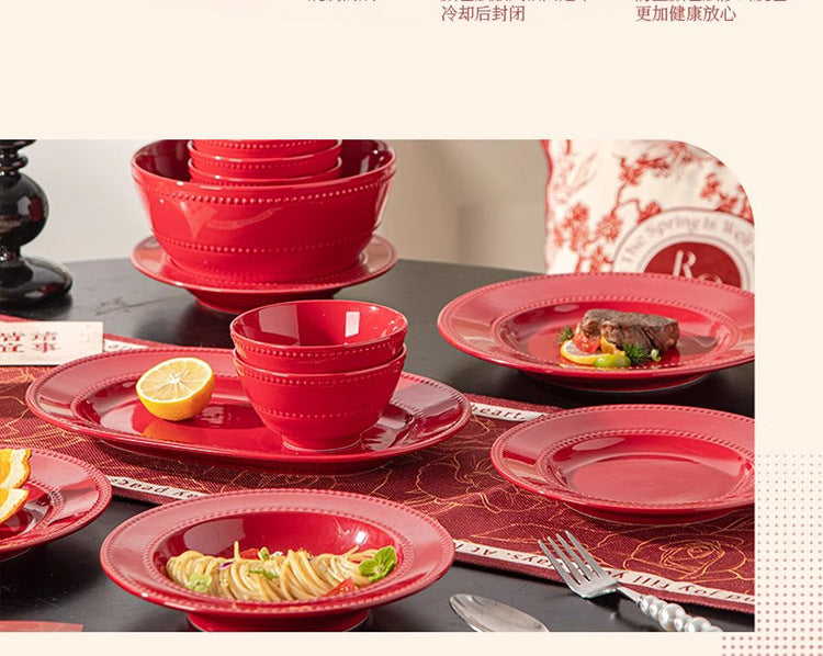 Newlywed Wedding Engagement Gift for Newlyweds Household Tableware Set Housewarming New Home French Relief Bowl Plate Gift Box