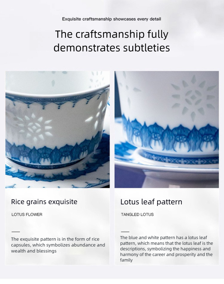 Jingdezhen Blue and White Tea Set Custom High-end Business Gift Gaiwan Teacup Set Housewarming Gift