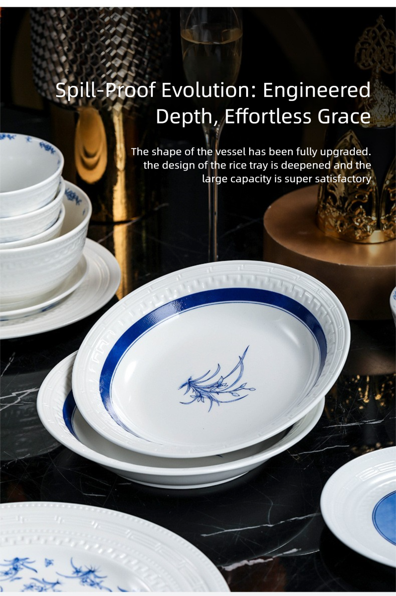 Taipei National Palace Museum Cultural and Creative Collaboration Ceramic Bowl and Plate Set Household Tableware Set Bowl and Plate Jingdezhen Bowl Set Housewarming