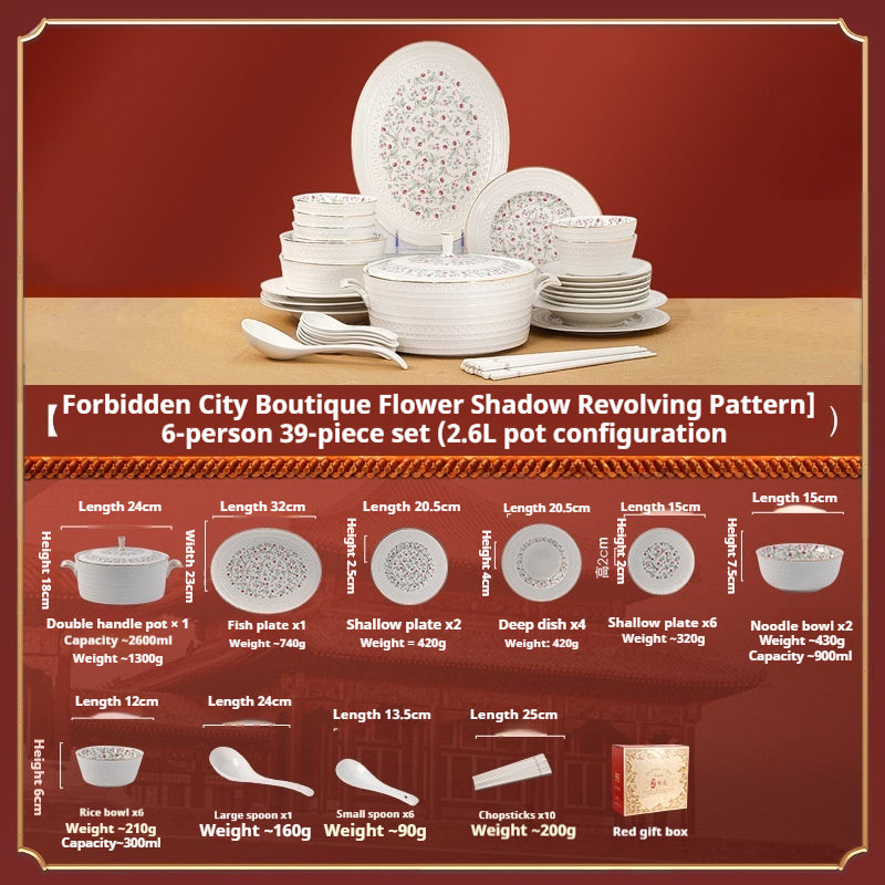 Taipei National Palace Museum Cultural and Creative Jingdezhen Ceramic Tableware Gift Set Custom Housewarming New Home Bowl and Plate Set for Home Use