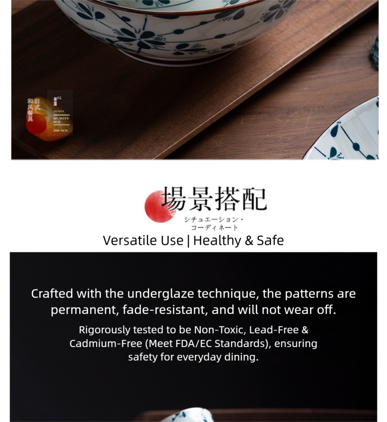Manufacturer Bowl and Plate Set Household Rice Bowl Single Noodle Bowl Japanese Underglaze Color Soup Bowl Ceramic Bowl Plate Tableware Dish