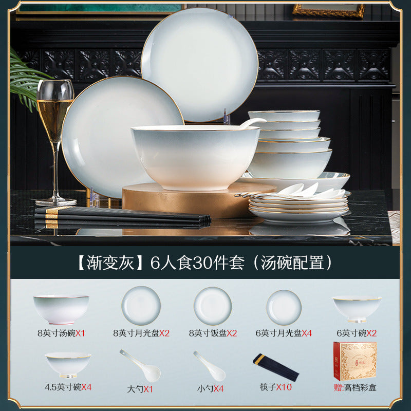 Manufacturer Bowl and Plate Set Household Rice Bowl Single Noodle Bowl Japanese Underglaze Color Soup Bowl Ceramic Bowl Plate Tableware Dish
