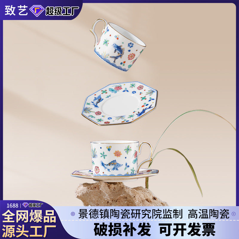 Jingdezhen Ceramic Custom Cup Saucer Teapot Teacup Afternoon Tea Set Housewarming Gift Coffee Cup Set Gift Box