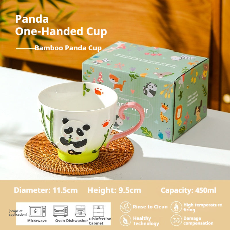 Large-capacity underglaze-painted coffee cup and milk cup