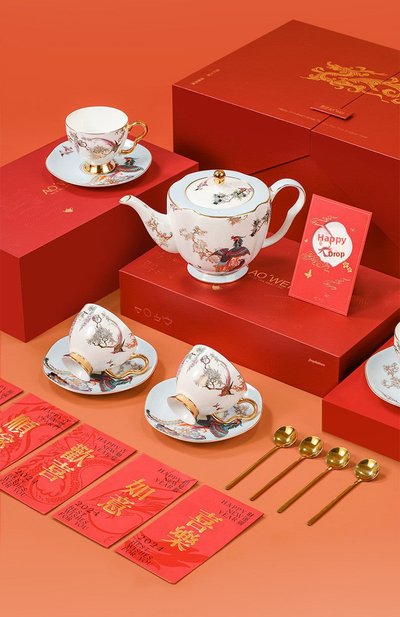 Jingdezhen Ceramic Custom Afternoon Tea Coffee Cup Saucer Tea Set Mug Business Gift Points Redemption Exquisite