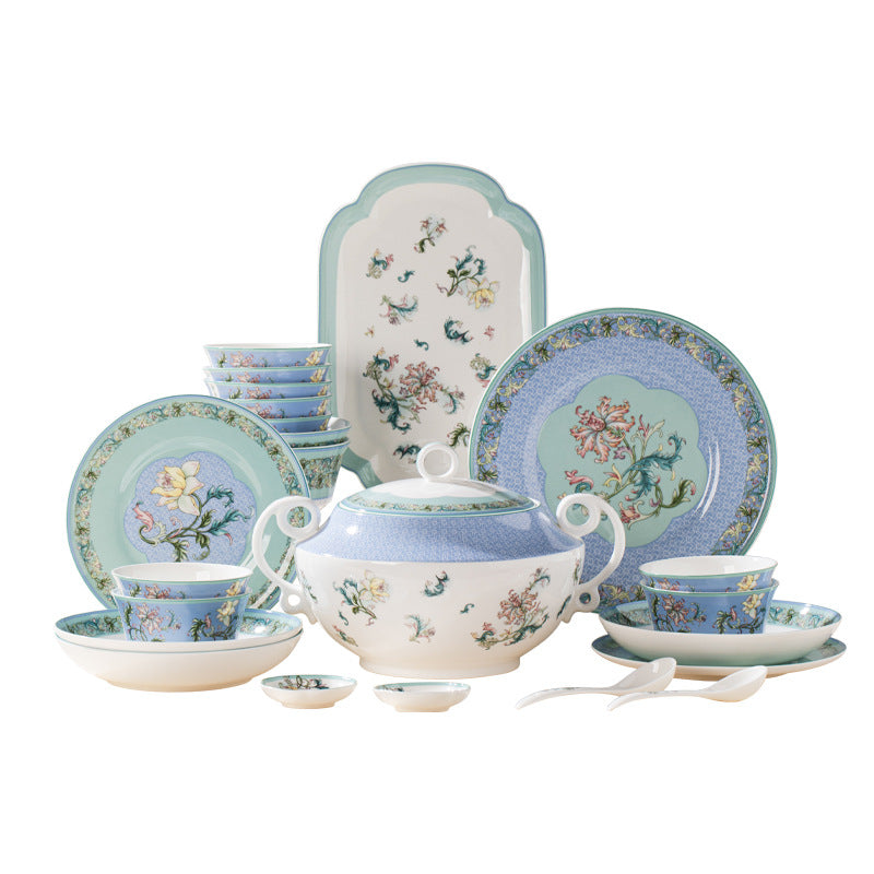 Forbidden City Cultural and Creative Series Jingdezhen Ceramic Tableware Gift Set Customized Chinese Style High-Value Bowl and Plate Set for Home Use
