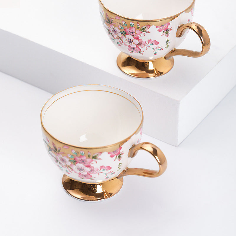 Jingdezhen Ceramic Coffee Cup Custom High-Value Retro Floral Cup and Saucer Set Housewarming Gift Birthday Present
