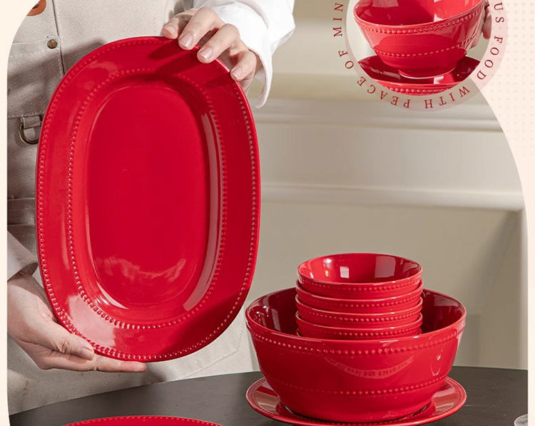 Newlywed Wedding Engagement Gift for Newlyweds Household Tableware Set Housewarming New Home French Relief Bowl Plate Gift Box