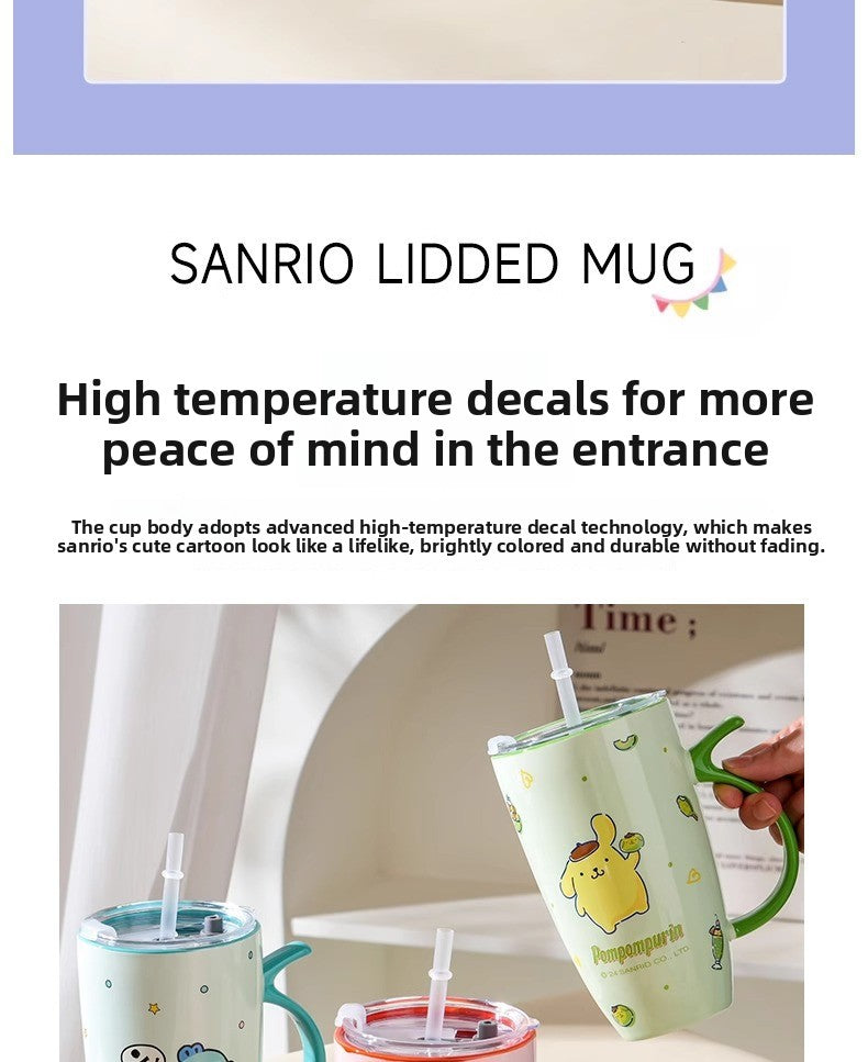 Ceramic Mug Couple Ceramic Cup Large Capacity Straw Cup Office High-Value Home Water Cup Girl's Gift
