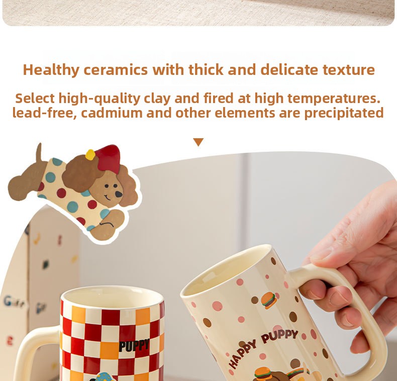 Cartoon Ceramic Underglaze Color Mug Customized for Girls High-Value Home Drinking Cup Large Capacity Birthday Gift