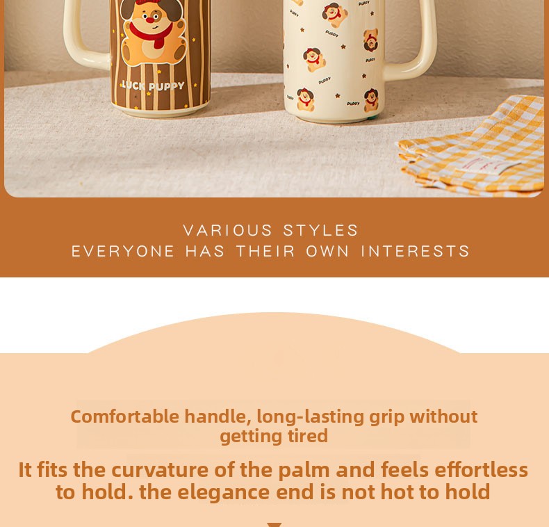 Cartoon Ceramic Underglaze Color Mug Customized for Girls High-Value Home Drinking Cup Large Capacity Birthday Gift