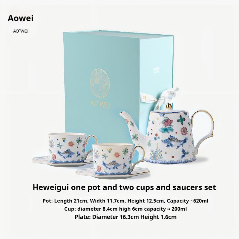 Jingdezhen Ceramic Custom Cup Saucer Teapot Teacup Afternoon Tea Set Housewarming Gift Coffee Cup Set Gift Box