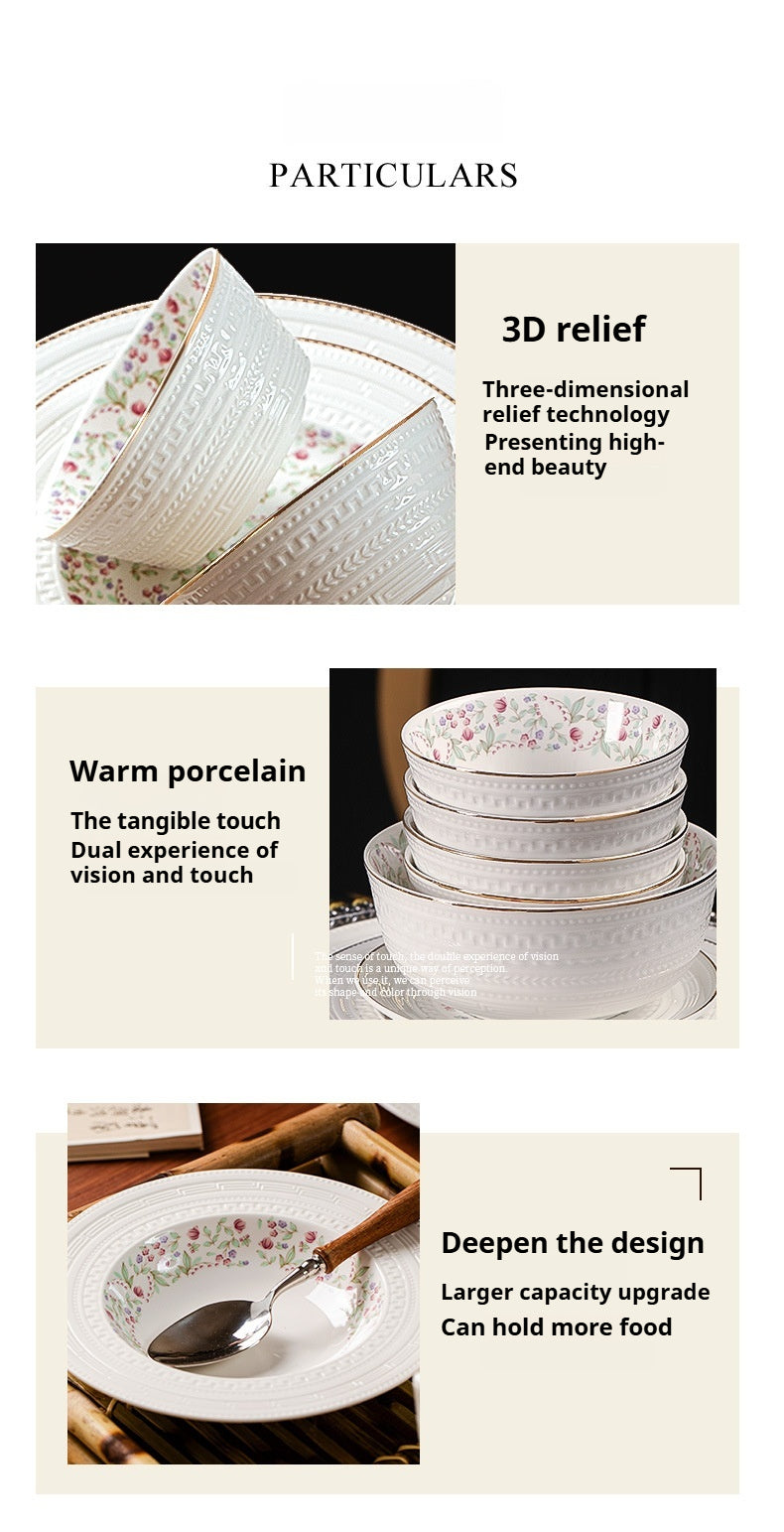 Taipei National Palace Museum Cultural and Creative Jingdezhen Ceramic Tableware Gift Set Custom Housewarming New Home Bowl and Plate Set for Home Use