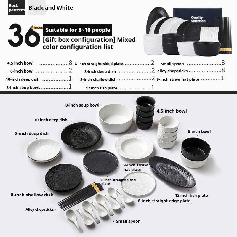 Underglaze Color Tableware Set Source Factory Custom 2024 New High-end Bowl Set Light Luxury Bowl and Plate Set for Home Use