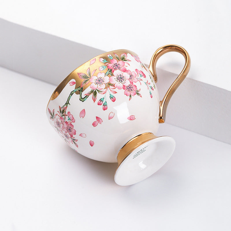 Jingdezhen Ceramic Coffee Cup Custom High-Value Retro Floral Cup and Saucer Set Housewarming Gift Birthday Present