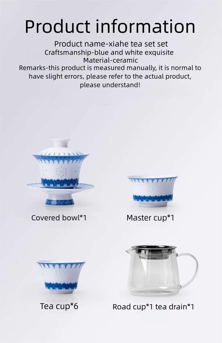 Jingdezhen Blue and White Tea Set Custom High-end Business Gift Gaiwan Teacup Set Housewarming Gift