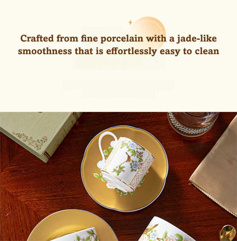 Qinsehe Ming Bone China Light Luxury Ceramic High-end Afternoon Tea Coffee Cup Set with Cup Saucer Wholesale Gift