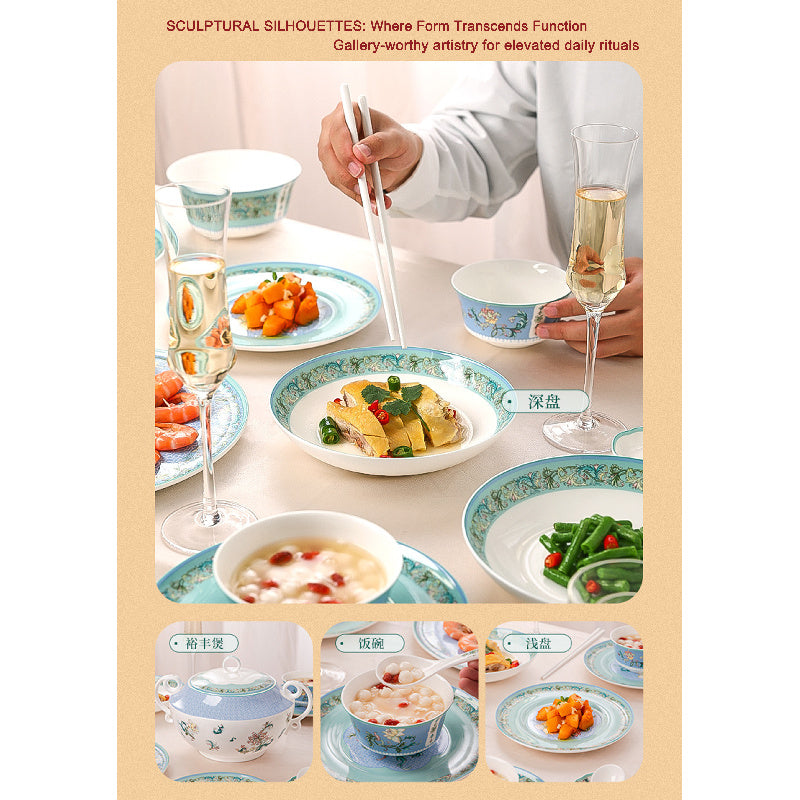 Forbidden City Cultural and Creative Series Jingdezhen Ceramic Tableware Gift Set Customized Chinese Style High-Value Bowl and Plate Set for Home Use