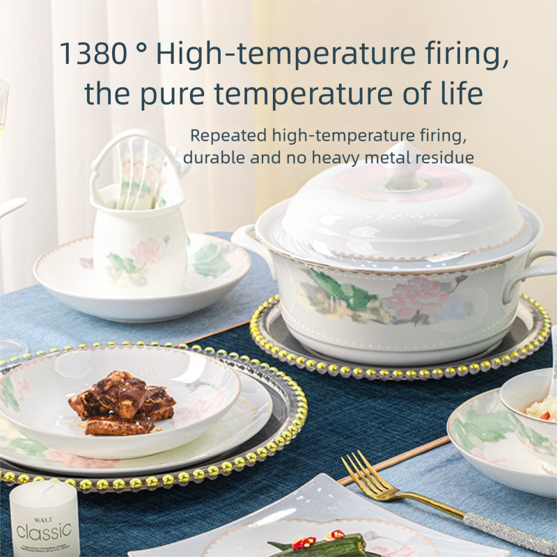 Jingdezhen Ceramic Tableware Set Bowl Household New Chinese Style Housewarming Gift Bowl Plate Dish Set Household