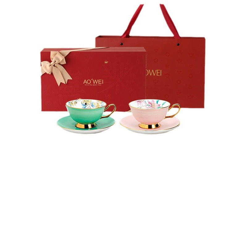 Jingdezhen Ceramic Custom Cup Saucer Teapot Teacup Afternoon Tea Set Housewarming Gift Coffee Cup Set Gift Box
