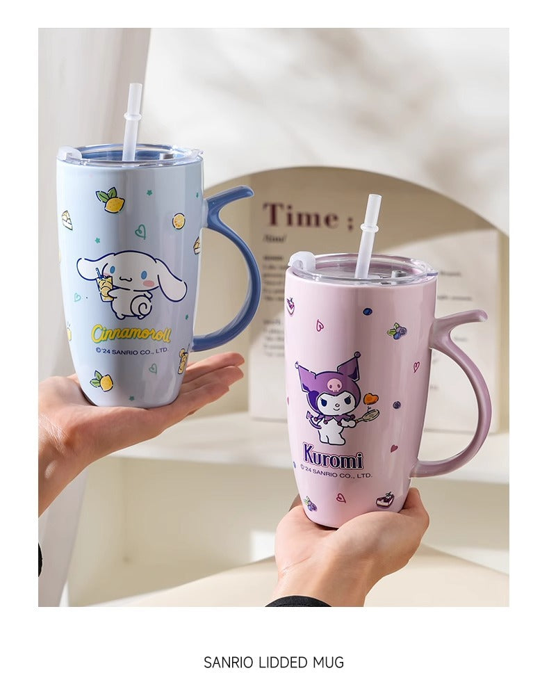 Ceramic Mug Couple Ceramic Cup Large Capacity Straw Cup Office High-Value Home Water Cup Girl's Gift