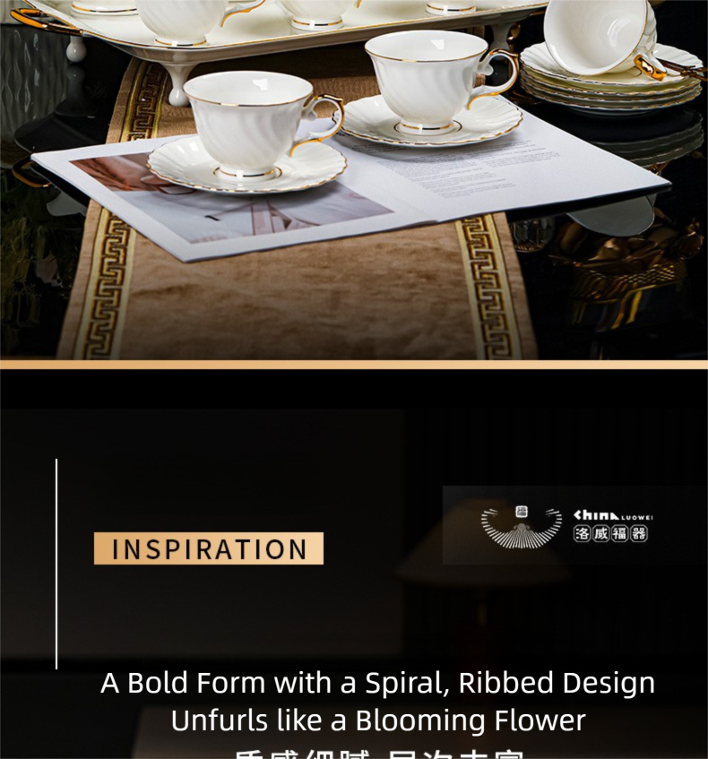 Jingdezhen Porcelain Coffee Cup & Saucer Set / Luxury Gift Box