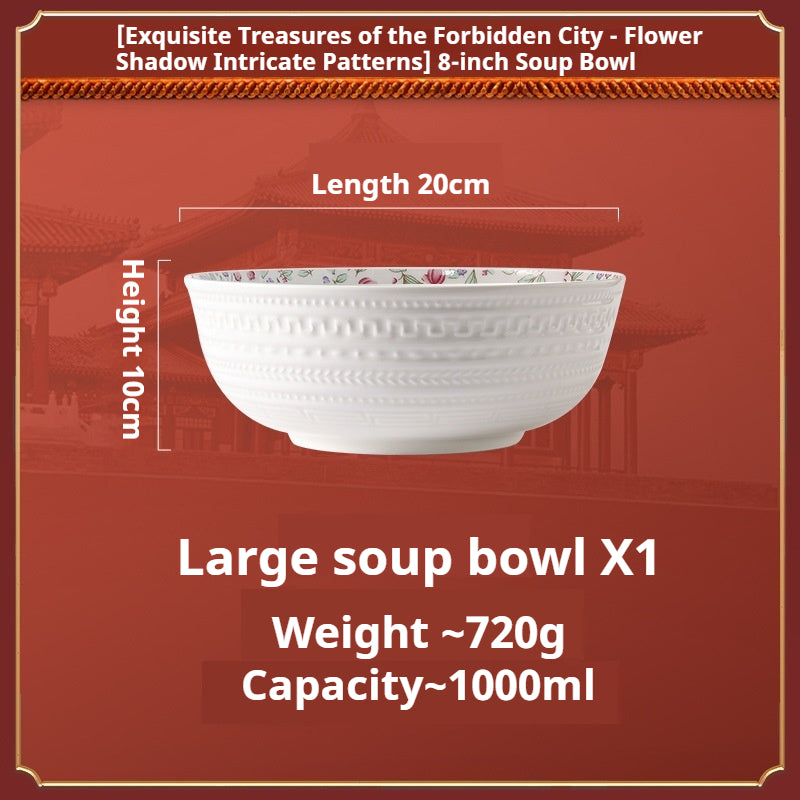 Taipei National Palace Museum Cultural and Creative Jingdezhen Ceramic Tableware Gift Set Custom Housewarming New Home Bowl and Plate Set for Home Use