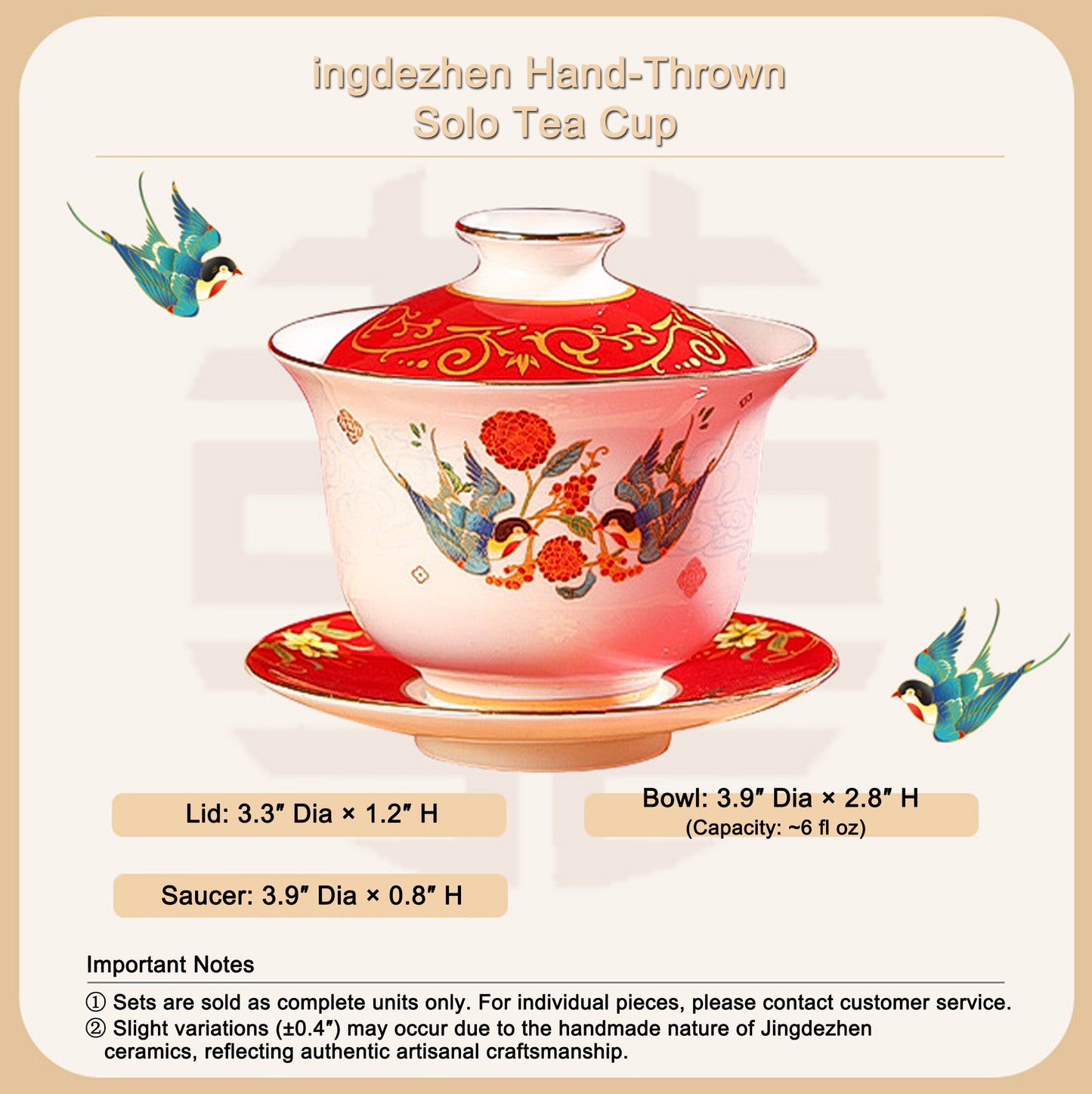 Tea Cup Wedding Newlywed Pair Bowl and Chopsticks Set Tea Set Newlywed Change of Mouthpiece Wedding Tea Cup Dowry Item Red Gaiwan