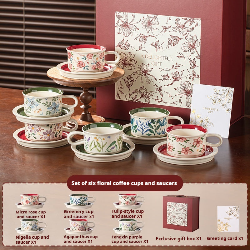Coffee Cup with Saucer Gift Set for Gifting, Souvenirs, Birthday Gifts, Coffee Set, Housewarming Ceramic Gifts, Afternoon Tea