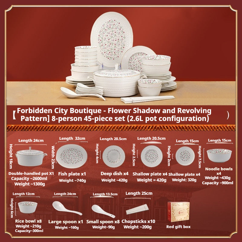 Taipei National Palace Museum Cultural and Creative Jingdezhen Ceramic Tableware Gift Set Custom Housewarming New Home Bowl and Plate Set for Home Use