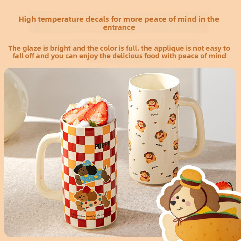 Cartoon Ceramic Underglaze Color Mug Customized for Girls High-Value Home Drinking Cup Large Capacity Birthday Gift