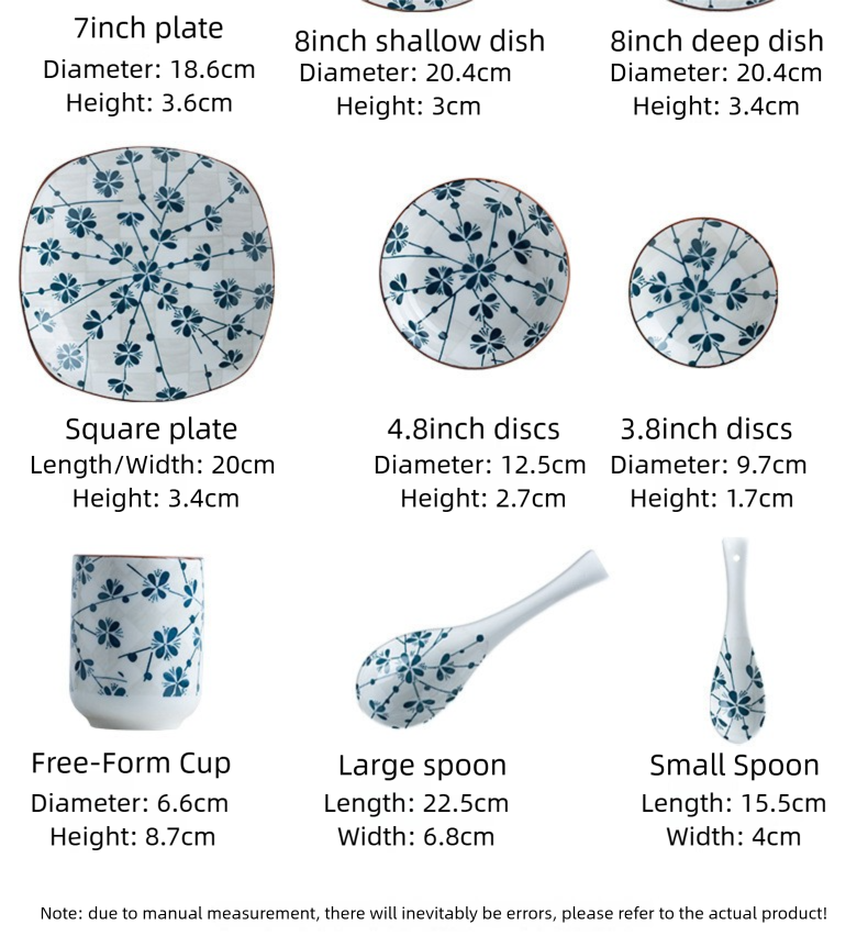 Manufacturer Bowl and Plate Set Household Rice Bowl Single Noodle Bowl Japanese Underglaze Color Soup Bowl Ceramic Bowl Plate Tableware Dish
