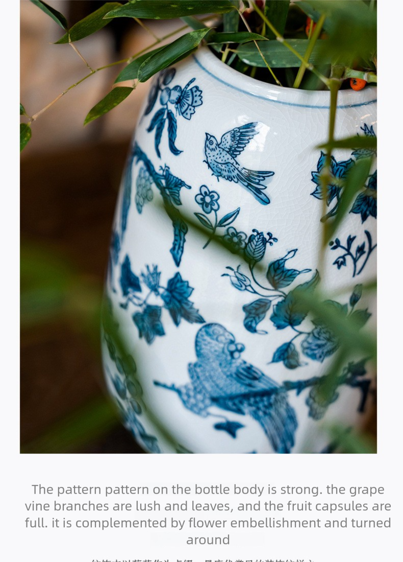 Large Ceramic Vase Manufacturer Light Luxury Blue and White Pastel Craft Porcelain Vase Customization Jingdezhen Decorative Ornament