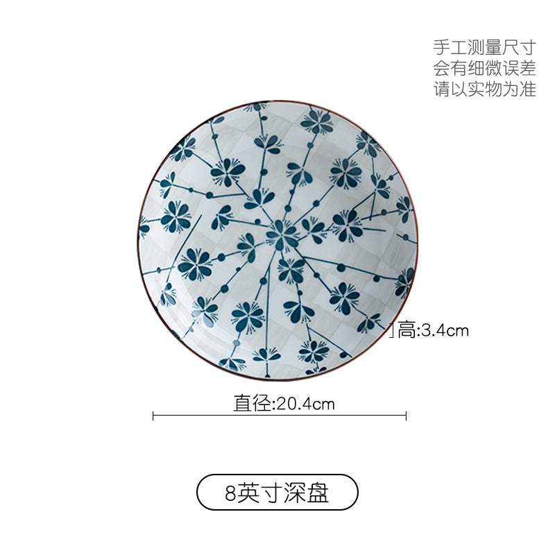 Manufacturer Bowl and Plate Set Household Rice Bowl Single Noodle Bowl Japanese Underglaze Color Soup Bowl Ceramic Bowl Plate Tableware Dish