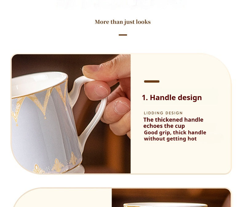 Jingdezhen Ceramic Mug Home Use High Aesthetic Drinking Cup Large Capacity Office Water Cup Breakfast Oatmeal Cup