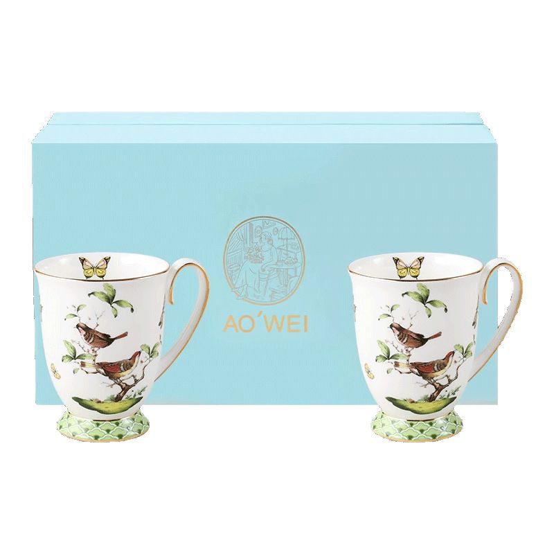 Jingdezhen Ceramic Coffee Cup and Saucer Set High-end Matching Cups Wedding Gift Afternoon Tea Mug Cup Gift Box Set
