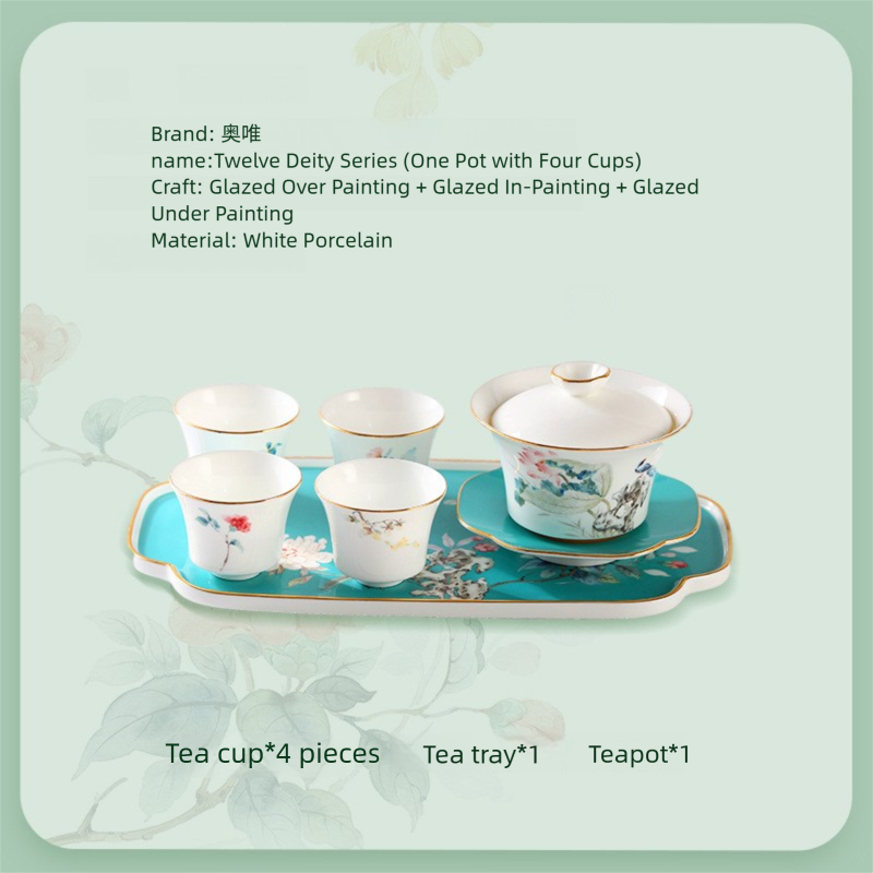 Jingdezhen Blue and White Tea Set Custom High-end Business Gift Gaiwan Teacup Set Housewarming Gift