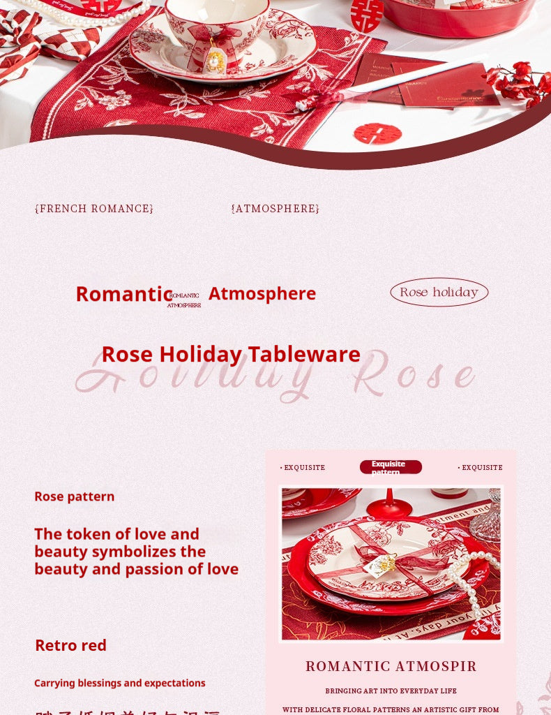 High-end Bowl and Plate Tableware Ceramic Wedding Gift for Bride Red Bowl Plate Chopstick Set Housewarming New Home Wedding Gift Box