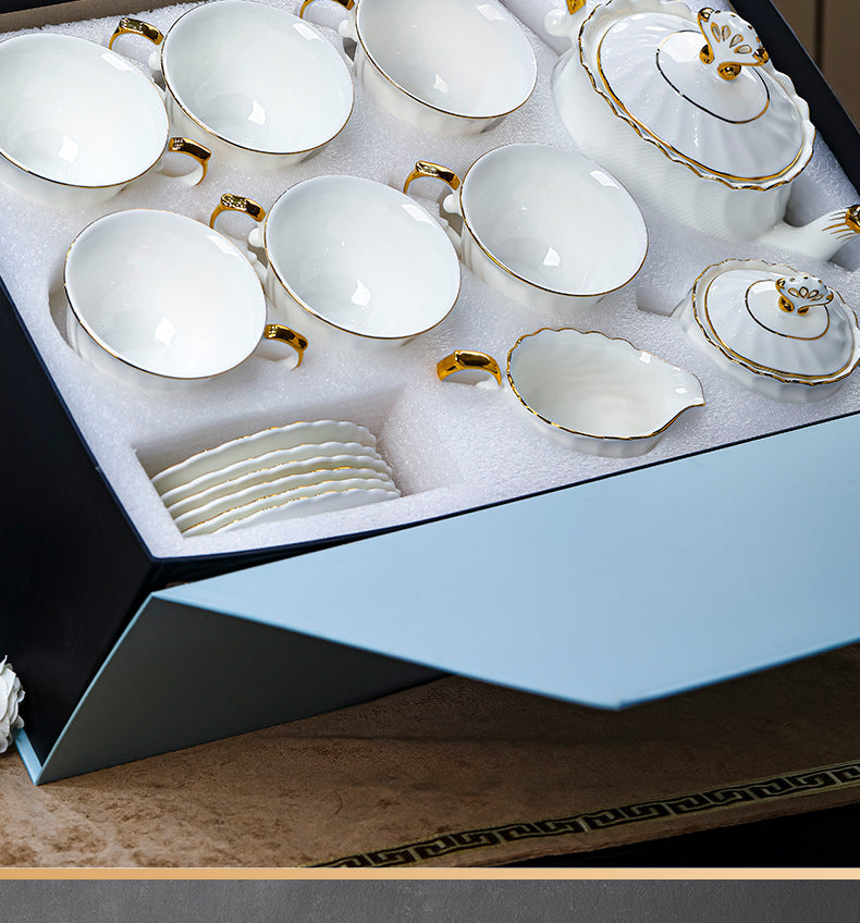 Jingdezhen Porcelain Coffee Cup & Saucer Set / Luxury Gift Box