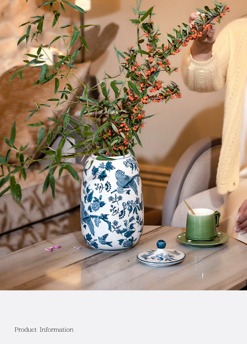 Large Ceramic Vase Manufacturer Light Luxury Blue and White Pastel Craft Porcelain Vase Customization Jingdezhen Decorative Ornament