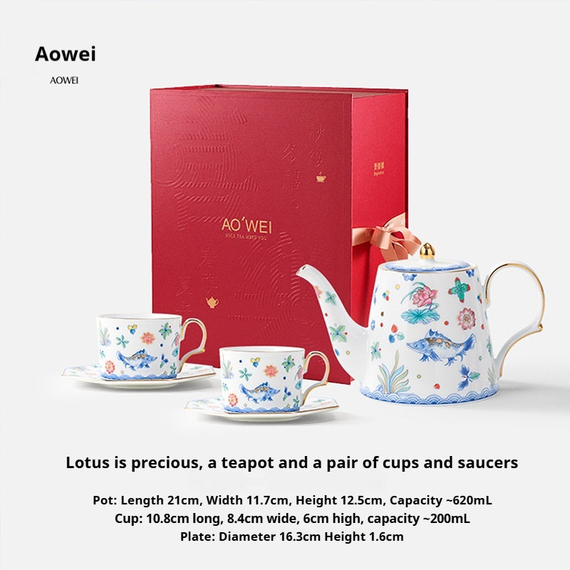 Jingdezhen Ceramic Custom Cup Saucer Teapot Teacup Afternoon Tea Set Housewarming Gift Coffee Cup Set Gift Box